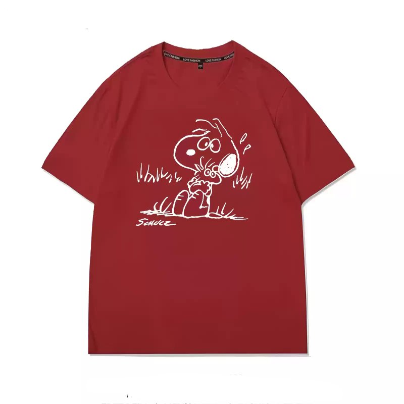 画像6: Snoopy & Woodstock Print short sleeve T-shirt Looney Tunes ユニセックス男女兼用スヌーピー＆ウッドストックプリント  半袖Tシャツ プルオーバー (6)