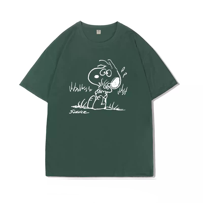 画像4: Snoopy & Woodstock Print short sleeve T-shirt Looney Tunes ユニセックス男女兼用スヌーピー＆ウッドストックプリント  半袖Tシャツ プルオーバー (4)