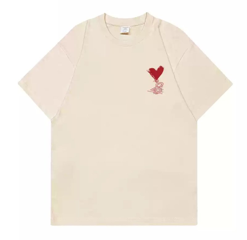 画像2: Heart & B Print short sleeve T-shirt 　 ユニセックス男女兼用ハート＆Bプリント  半袖Tシャツ プルオーバー (2)