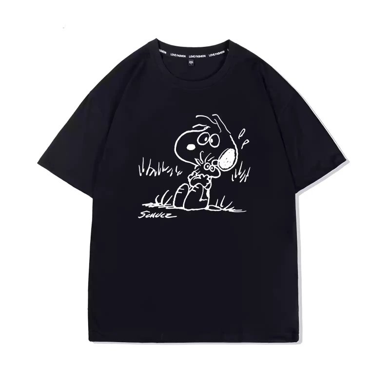 画像7: Snoopy & Woodstock Print short sleeve T-shirt Looney Tunes ユニセックス男女兼用スヌーピー＆ウッドストックプリント  半袖Tシャツ プルオーバー (7)
