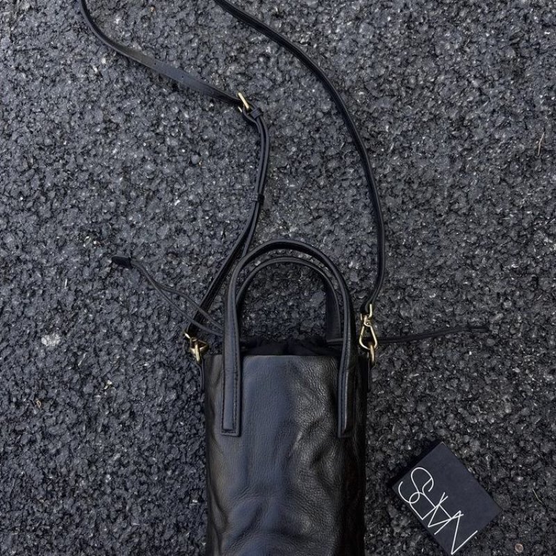 画像4: Unisex Leather Bucket Pen Holder Tote Shoulder Bag　レザーバケットペンホルダートートショルダーバッグ (4)