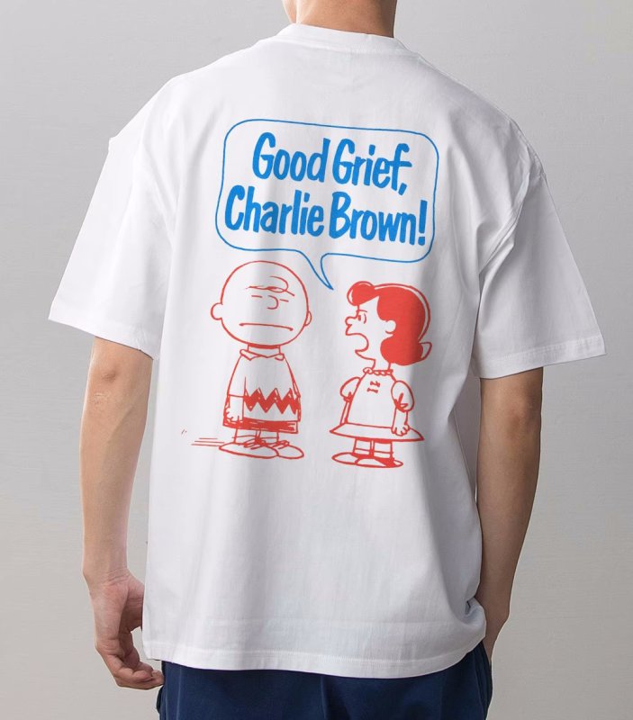 画像3: Snoopy's friends Charlie Brown and Lucy Print short sleeve T-shirt 　 ユニセックス男女兼用スヌーピー仲間チャーリーブラウン＆ルーシープリント  半袖Tシャツ プルオーバー (3)
