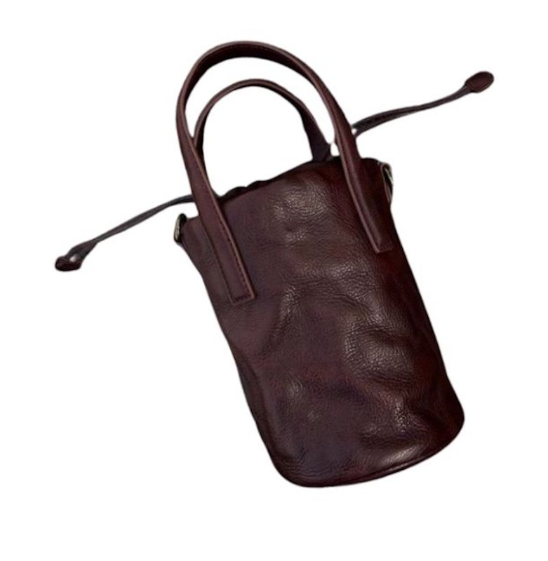 画像2: Unisex Leather Bucket Pen Holder Tote Shoulder Bag　レザーバケットペンホルダートートショルダーバッグ (2)