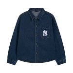 画像3: Unisex MLB NY monogram logo dungaree denim shirt jacket　ユニセックス 男女兼用MLB NYニューヨークヤンキースモノグラム刺繍デニムシャツジャケットブルゾン (3)