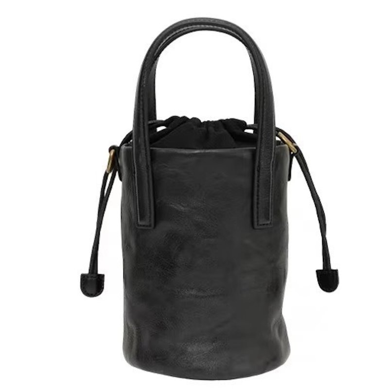 画像1: Unisex Leather Bucket Pen Holder Tote Shoulder Bag　レザーバケットペンホルダートートショルダーバッグ (1)