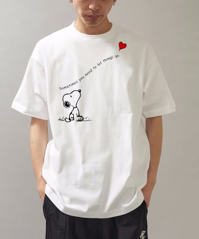 画像2: Snoopy Logan and Heart Print short sleeve T-shirt 　 ユニセックス男女兼用スヌーピー＆ハートプリント  半袖Tシャツ プルオーバー (2)