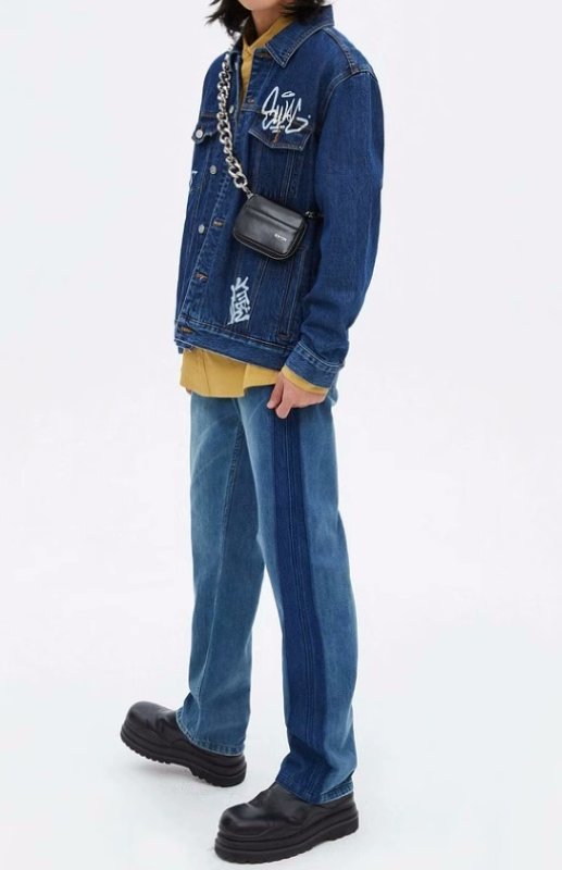 画像4: Unisex kaws bear Painted Denim G-Jean　ユニセックス 男女兼用カウズベアペイントGジャンデニムジャケットブルゾン (4)