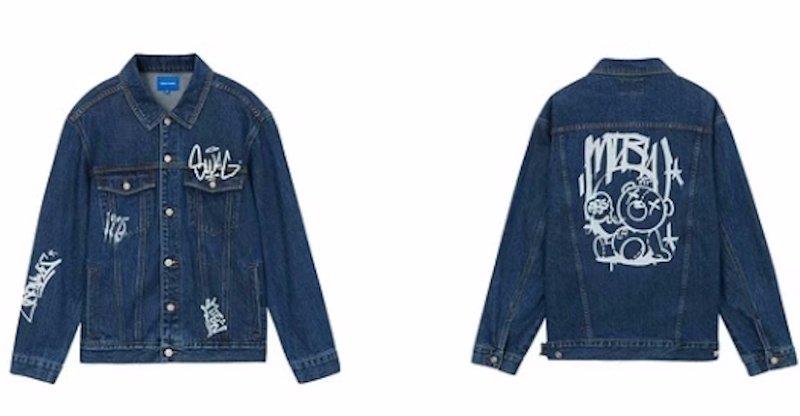 画像1: Unisex kaws bear Painted Denim G-Jean　ユニセックス 男女兼用カウズベアペイントGジャンデニムジャケットブルゾン (1)