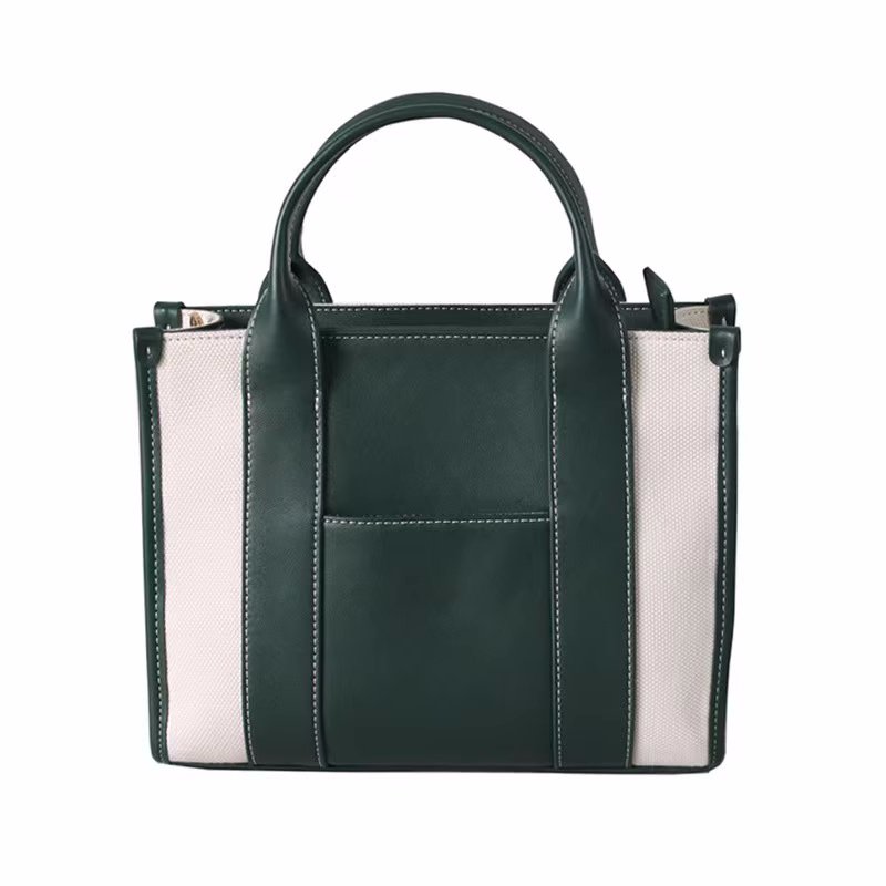 画像4: Unisex Leather and canvas tote shoulder bag　ユニセックスレザー＆キャンバストートショルダーバッグ (4)