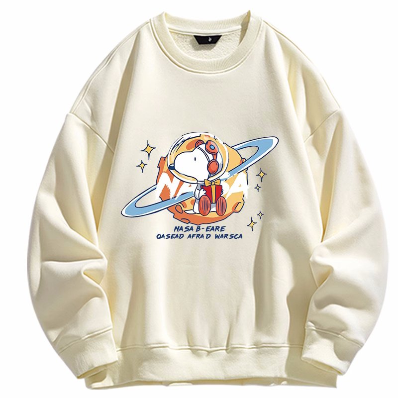 画像1: Unisex Saturn Snoopy x NASA print sweatshirt　ユニセックス男女兼用スヌーピー土星＆NASAプリントスウェットトレーナー (1)