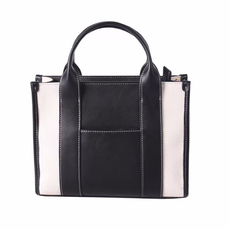 画像3: Unisex Leather and canvas tote shoulder bag　ユニセックスレザー＆キャンバストートショルダーバッグ (3)