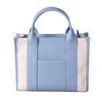 画像1: Unisex Leather and canvas tote shoulder bag　ユニセックスレザー＆キャンバストートショルダーバッグ (1)