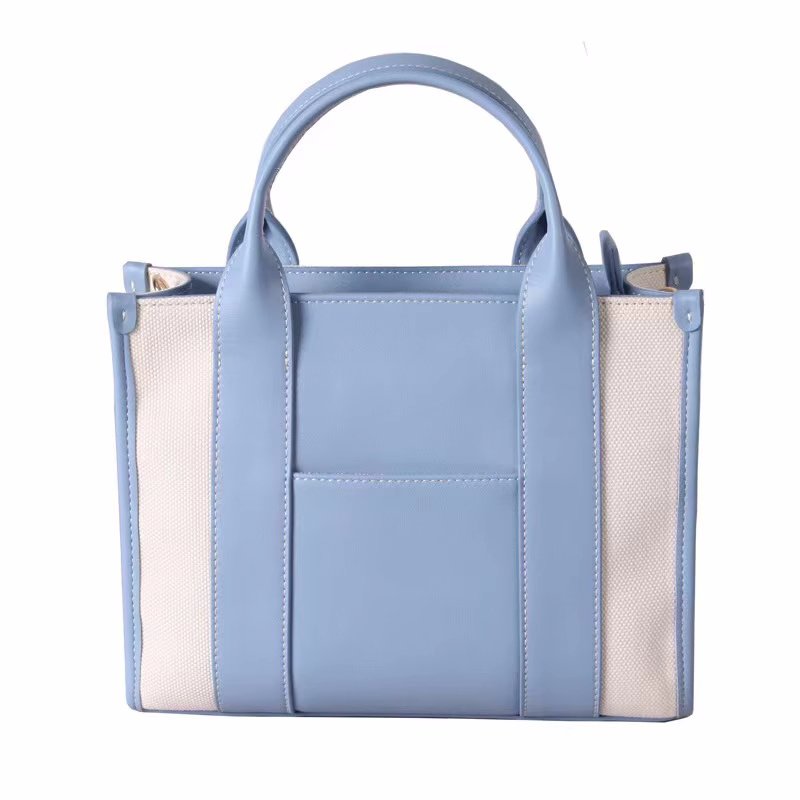画像1: Unisex Leather and canvas tote shoulder bag　ユニセックスレザー＆キャンバストートショルダーバッグ (1)