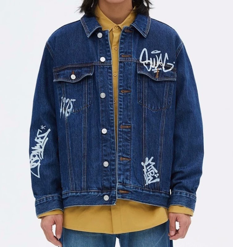画像3: Unisex kaws bear Painted Denim G-Jean　ユニセックス 男女兼用カウズベアペイントGジャンデニムジャケットブルゾン (3)