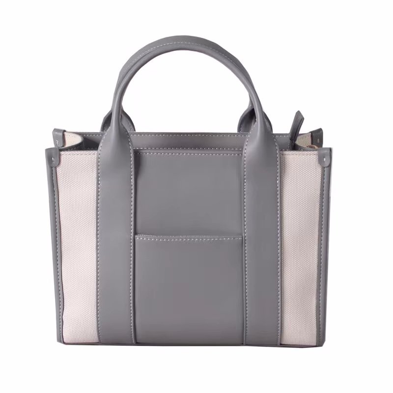 画像2: Unisex Leather and canvas tote shoulder bag　ユニセックスレザー＆キャンバストートショルダーバッグ (2)