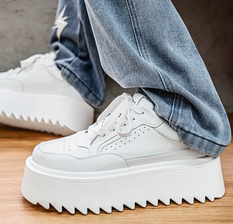 画像4: Unisex Chunky sole leather lace-up sneakers shoes  ユニセックス 男女兼用レザーチャンキーソール厚底レザーレースアップスニーカー (4)