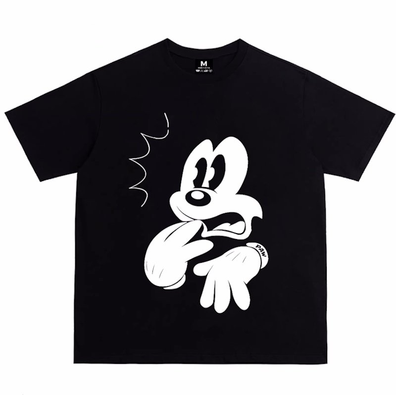画像1: Pose Old Mickey Print short sleeve T-shirt 　 ユニセックス男女兼用オールドミッキーマウスポーズプリント  半袖Tシャツ プルオーバー (1)