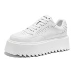 画像1: Unisex Chunky sole leather lace-up sneakers shoes  ユニセックス 男女兼用レザーチャンキーソール厚底レザーレースアップスニーカー (1)