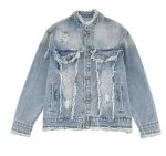 画像1: Unisex Fringe distressed denim jacket G-Jean　ユニセックス 男女兼用フリンジダメージジャケットGジャンブルゾン (1)