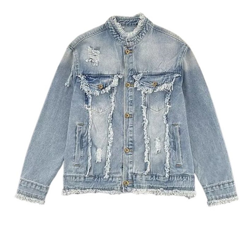 画像1: Unisex Fringe distressed denim jacket G-Jean　ユニセックス 男女兼用フリンジダメージジャケットGジャンブルゾン (1)
