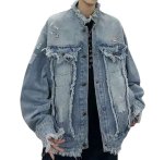 画像3: Unisex Fringe distressed denim jacket G-Jean　ユニセックス 男女兼用フリンジダメージジャケットGジャンブルゾン (3)