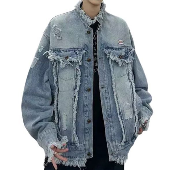画像3: Unisex Fringe distressed denim jacket G-Jean　ユニセックス 男女兼用フリンジダメージジャケットGジャンブルゾン (3)