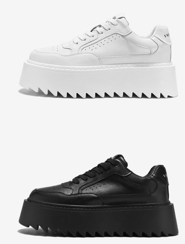 画像3: Unisex Chunky sole leather lace-up sneakers shoes  ユニセックス 男女兼用レザーチャンキーソール厚底レザーレースアップスニーカー (3)