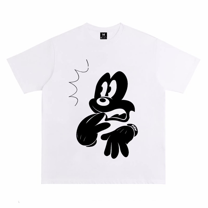 画像2: Pose Old Mickey Print short sleeve T-shirt 　 ユニセックス男女兼用オールドミッキーマウスポーズプリント  半袖Tシャツ プルオーバー (2)