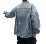 画像4: Unisex Fringe distressed denim jacket G-Jean　ユニセックス 男女兼用フリンジダメージジャケットGジャンブルゾン (4)