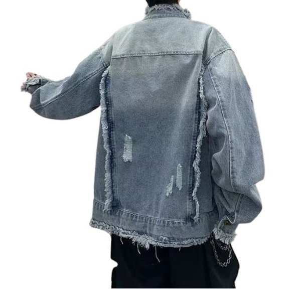 画像4: Unisex Fringe distressed denim jacket G-Jean　ユニセックス 男女兼用フリンジダメージジャケットGジャンブルゾン (4)