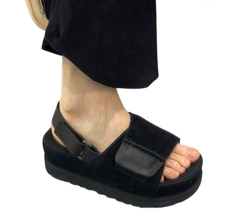 画像3: Open-toe platform leather sandals　オープントゥ  プラットフォーム厚底レザーサンダル  (3)