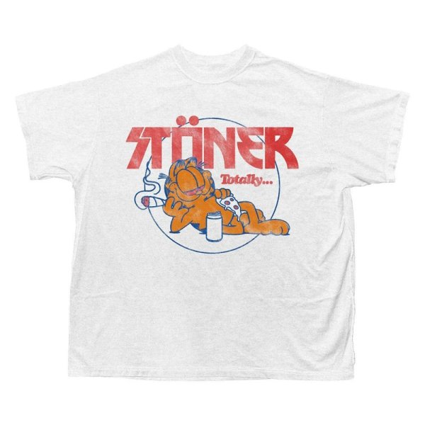 画像2: Vintage style print Lounging Garfield Print short sleeve T-shirt 　 ユニセックス男女兼用ヴィンテージスタイルプリントくつろぎガーフィールドプリント  半袖Tシャツ プルオーバー (2)