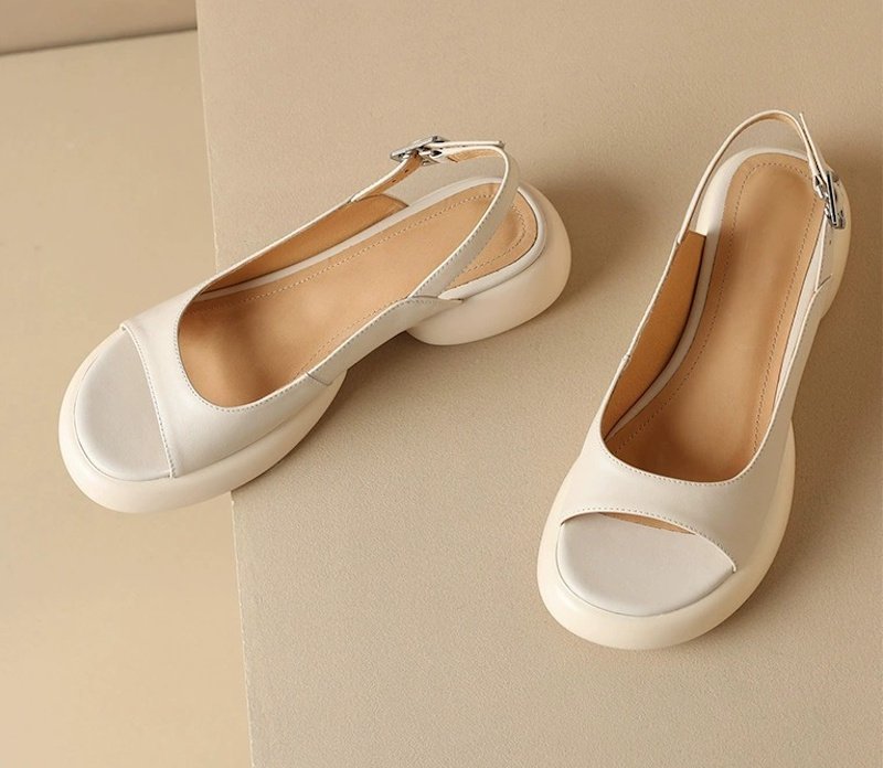 画像11: Chunky backstrap leather sandals　オープントゥ バックストラップ プラットフォーム厚底レザーサンダル  (11)