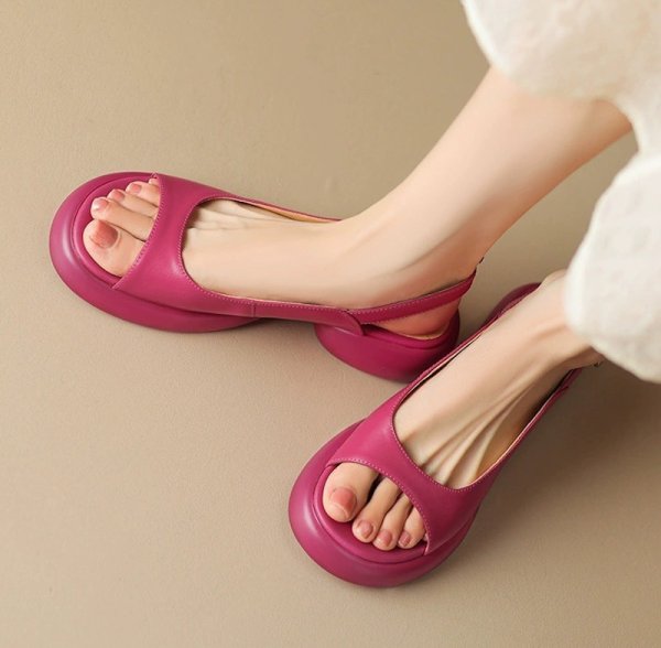 画像10: Chunky backstrap leather sandals　オープントゥ バックストラップ プラットフォーム厚底レザーサンダル  (10)