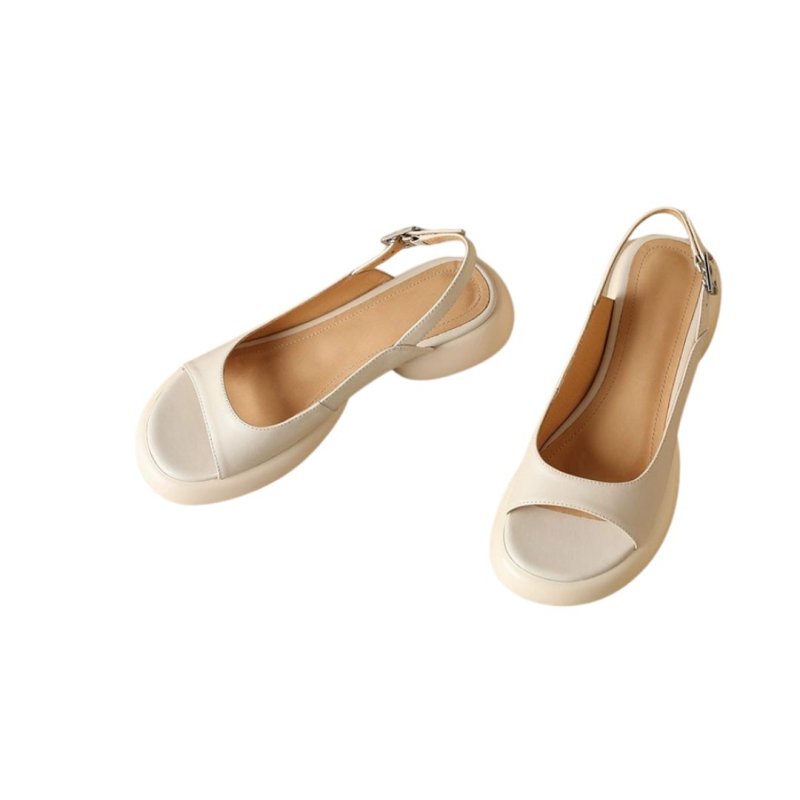 画像3: Chunky backstrap leather sandals　オープントゥ バックストラップ プラットフォーム厚底レザーサンダル  (3)