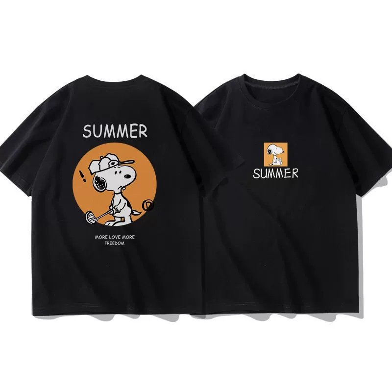 画像1: Golfer Snoopy Print short sleeve T-shirt 　 ユニセックス男女兼用ゴルファースヌーピープリント  半袖Tシャツ プルオーバー (1)