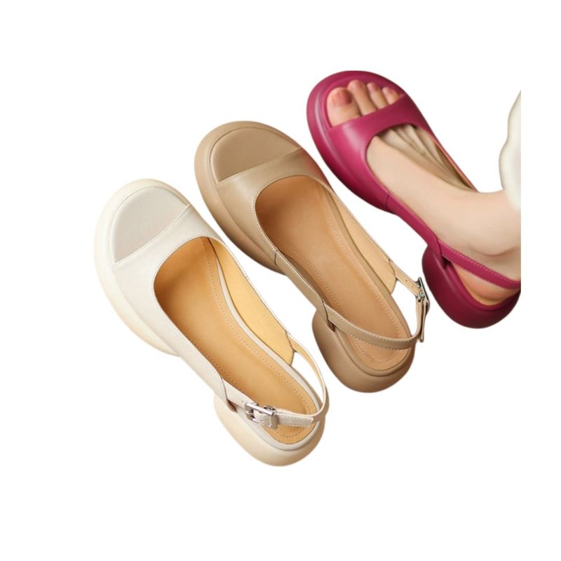 画像4: Chunky backstrap leather sandals　オープントゥ バックストラップ プラットフォーム厚底レザーサンダル  (4)