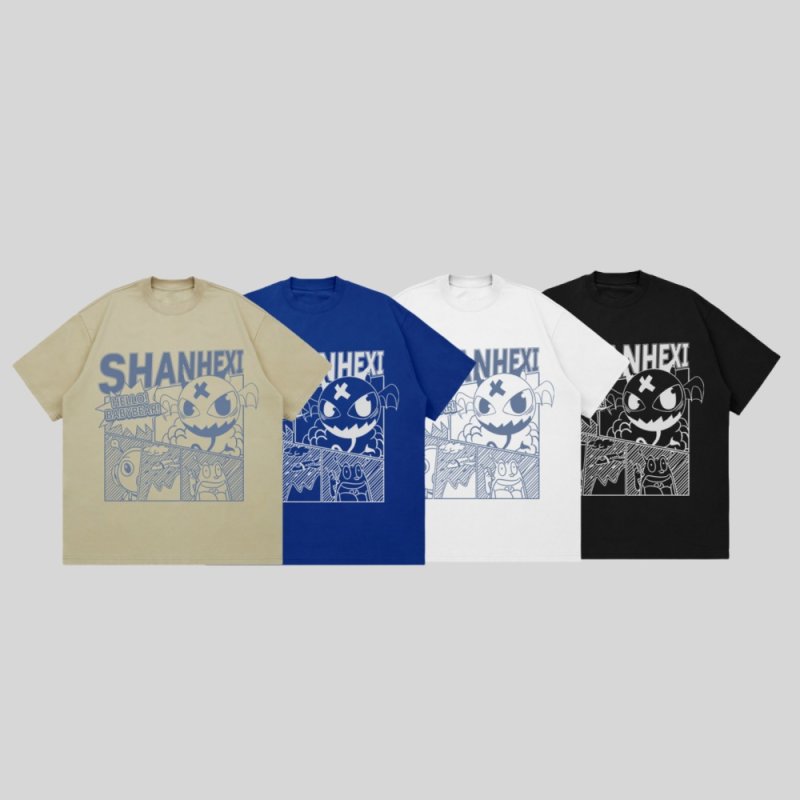 画像7: Letter logo & comic print hip hop Print short sleeve T-shirt 　 ユニセックス男女兼用レターロゴ＆コミックプリントヒップホッププリント  半袖Tシャツ プルオーバー (7)