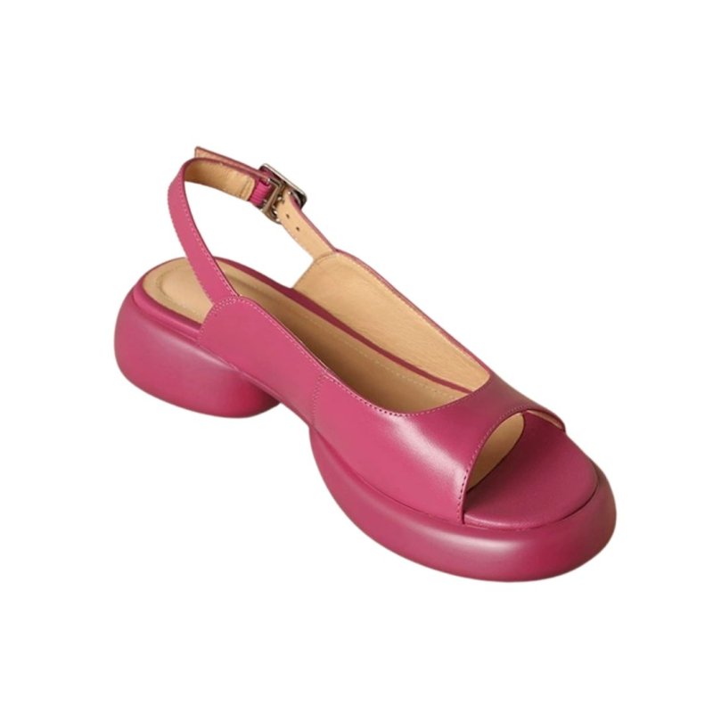 画像2: Chunky backstrap leather sandals　オープントゥ バックストラップ プラットフォーム厚底レザーサンダル  (2)