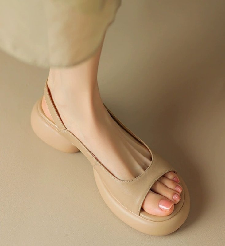 画像6: Chunky backstrap leather sandals　オープントゥ バックストラップ プラットフォーム厚底レザーサンダル  (6)