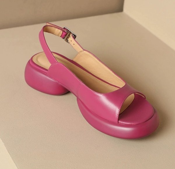 画像12: Chunky backstrap leather sandals　オープントゥ バックストラップ プラットフォーム厚底レザーサンダル  (12)
