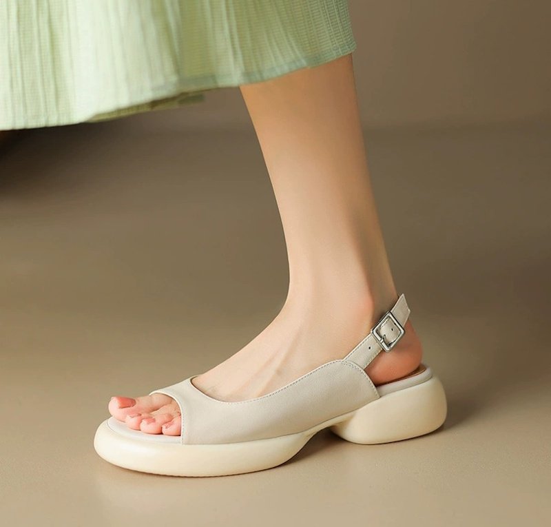 画像8: Chunky backstrap leather sandals　オープントゥ バックストラップ プラットフォーム厚底レザーサンダル  (8)