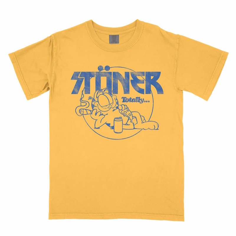 画像1: Vintage style print Lounging Garfield Print short sleeve T-shirt 　 ユニセックス男女兼用ヴィンテージスタイルプリントくつろぎガーフィールドプリント  半袖Tシャツ プルオーバー (1)