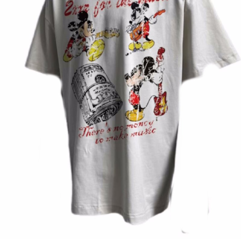 画像2: Unisex Vintage Style Mickey Mouse Print  round neck short sleeve T-shirt 　 ユニセックス男女兼用ヴィンテージスタイルミッキーマウスプリントラウンドネック半袖 Tシャツ (2)