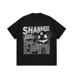 画像4: Letter logo & comic print hip hop Print short sleeve T-shirt 　 ユニセックス男女兼用レターロゴ＆コミックプリントヒップホッププリント  半袖Tシャツ プルオーバー (4)