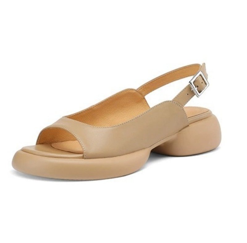 画像1: Chunky backstrap leather sandals　オープントゥ バックストラップ プラットフォーム厚底レザーサンダル  (1)