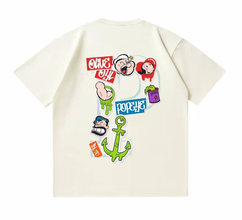 画像2: POPEYE Graffiti Paint short sleeve T-shirt 　 ユニセックス男女兼用プリント  半袖Tシャツ プルオーバー (2)