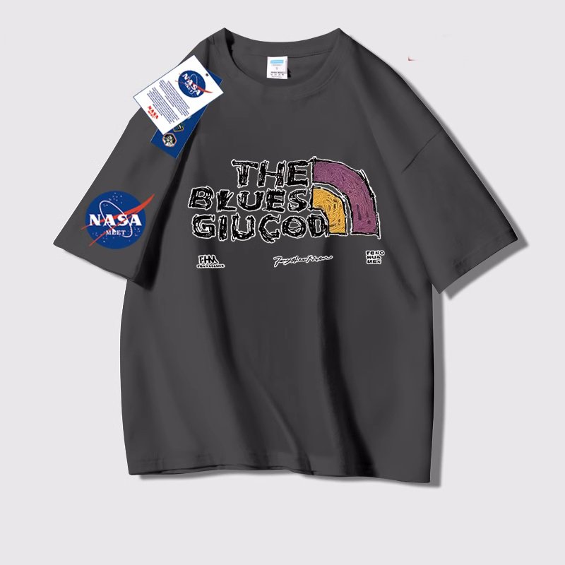 画像4: NASA x Alphabet Logo Print short sleeve T-shirt 　 ユニセックス男女兼用NASAナサ×アルファベットロゴプリントヒップホッププリント  半袖Tシャツ プルオーバー (4)