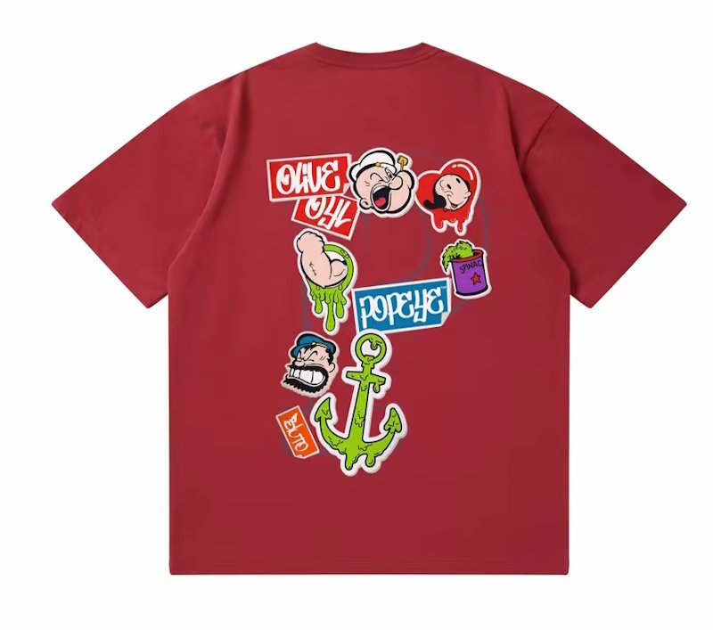 画像4: POPEYE Graffiti Paint short sleeve T-shirt 　 ユニセックス男女兼用プリント  半袖Tシャツ プルオーバー (4)