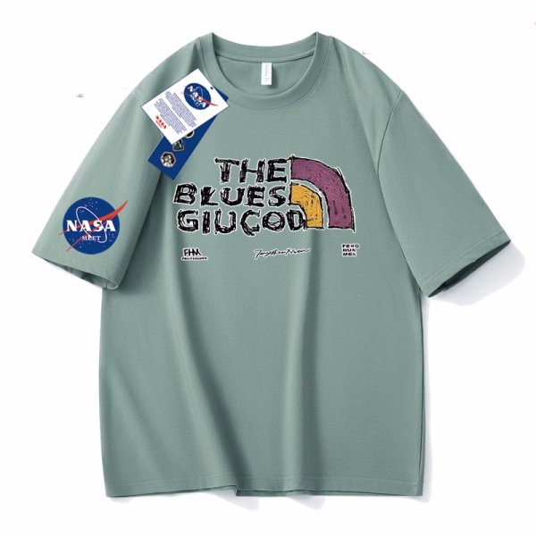 画像3: NASA x Alphabet Logo Print short sleeve T-shirt 　 ユニセックス男女兼用NASAナサ×アルファベットロゴプリントヒップホッププリント  半袖Tシャツ プルオーバー (3)